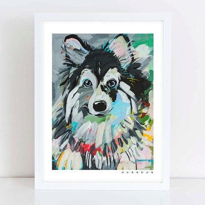 Pomsky Pomeranian and Siberian Husky Hybrid Painting Print