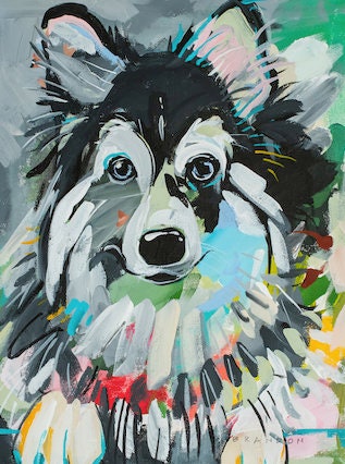 Pomsky Pomeranian and Siberian Husky Hybrid Painting Print