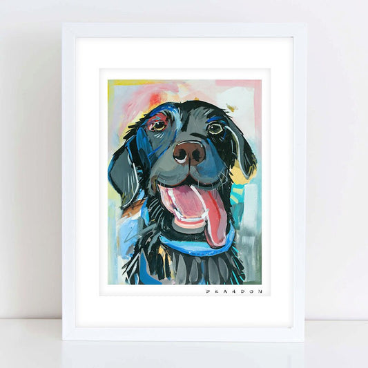 Chocolate Lab or Black Lab with a Long Tongue Labrador D213 | Archival-Quality Painting Print