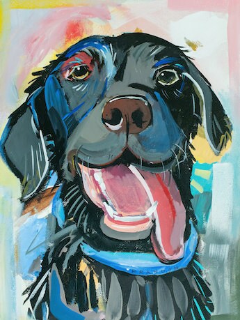 Chocolate Lab or Black Lab with a Long Tongue Labrador D213 | Archival-Quality Painting Print