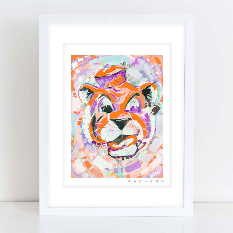 Clemson Tigers "1958 Vintage Tiger"Mascot" by Brandon Thomas | Archival-Quality Championship Art Print CLEM002