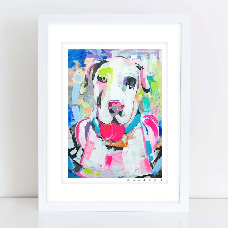 Great Dane or White Lab Painting Print