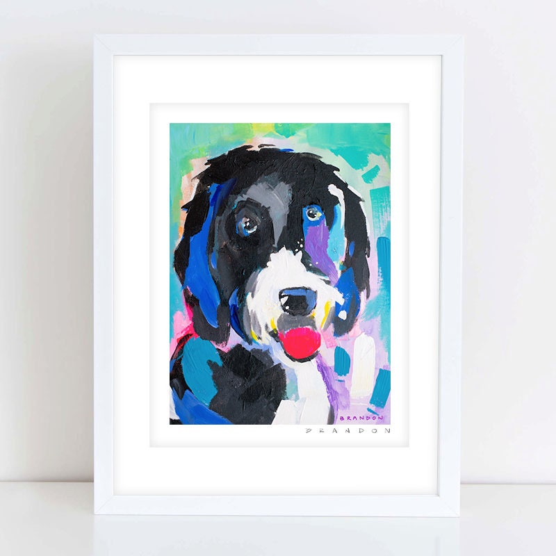 Water Dog Doodle Painting Print