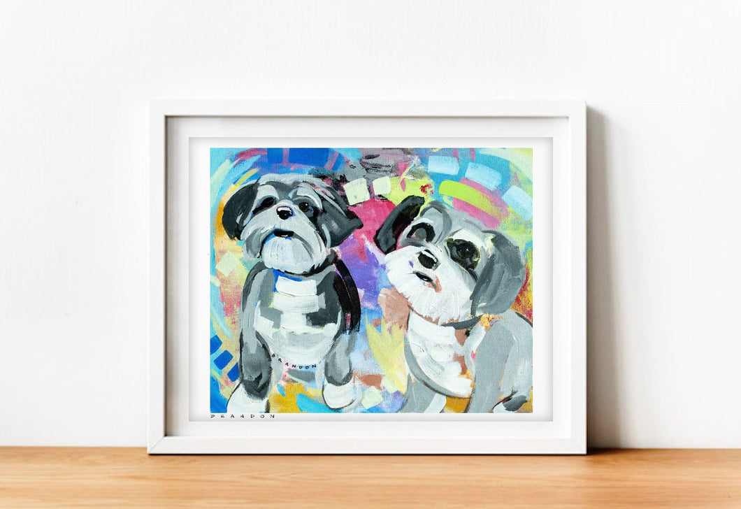 Shih Tzu Dogs Painting Print