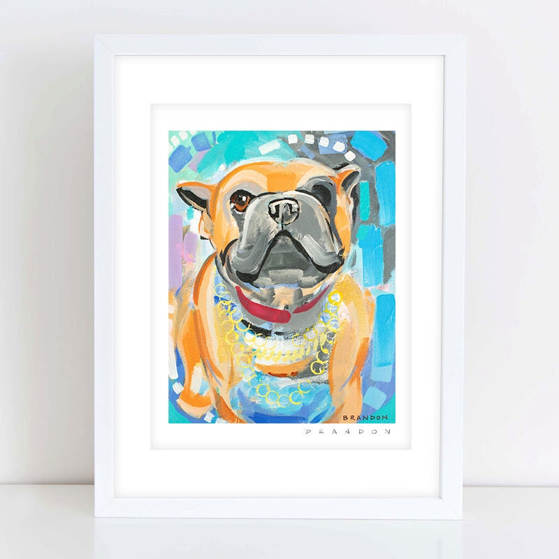 Pug Bulldog Painting Print