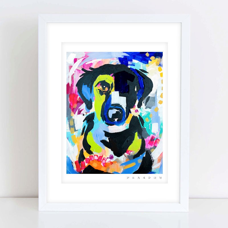 Black and Lime Green Lab D061 | Archival-Quality Painting Print