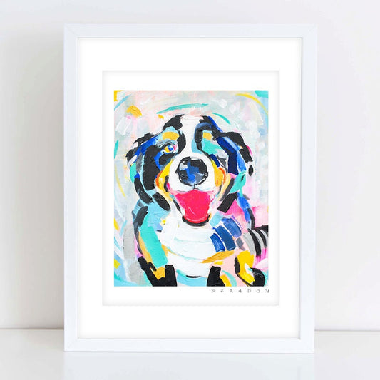 Bernese or Australian Shepherd Dog D034 | Archival-Quality Painting Print