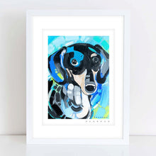 Load image into Gallery viewer, Little Blue Dachshund Dog Painting Print
