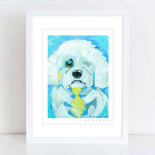 Load image into Gallery viewer, Maltipoo Shih-poo with Bowtie Dog Painting Print - D112
