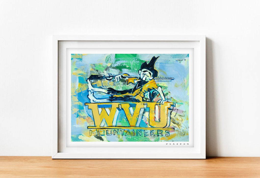 West Virginia University Vintage Mountaineer Painting Print