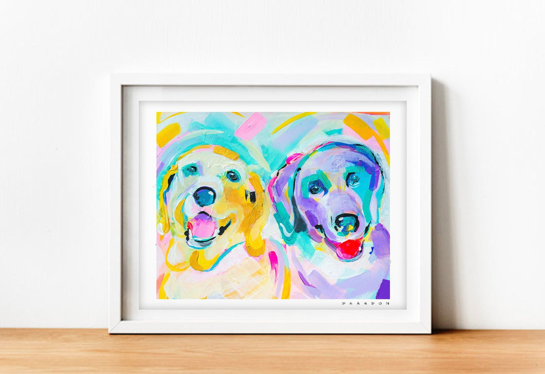Yellow and Purple Labs Painting Print