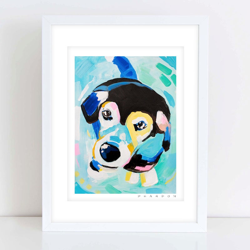 Pup Looking Up Painting Print
