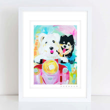 Load image into Gallery viewer, Dogs on Vespa - Doodle and Pomeranian Vespa Scooter D068 | Archival-Quality Print
