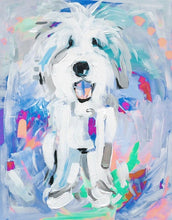 Load image into Gallery viewer, Sheepadoodle Doodle in Blue Painting Print
