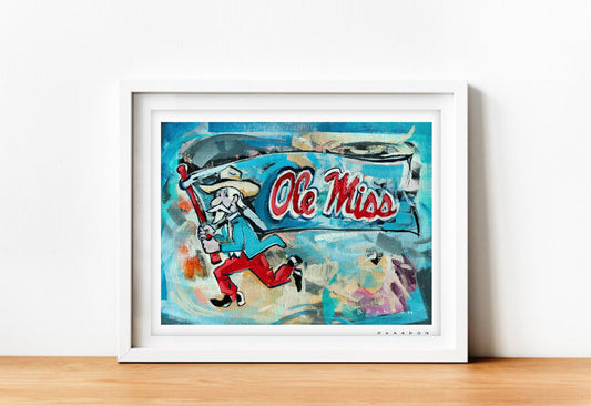 Ole Miss Rebels "Vintage Colonel Reb with the Flag" | Archival-Quality  Art Print