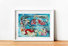 Load image into Gallery viewer, Ole Miss Rebels &quot;Vintage Colonel Reb with the Flag&quot; | Archival-Quality  Art Print
