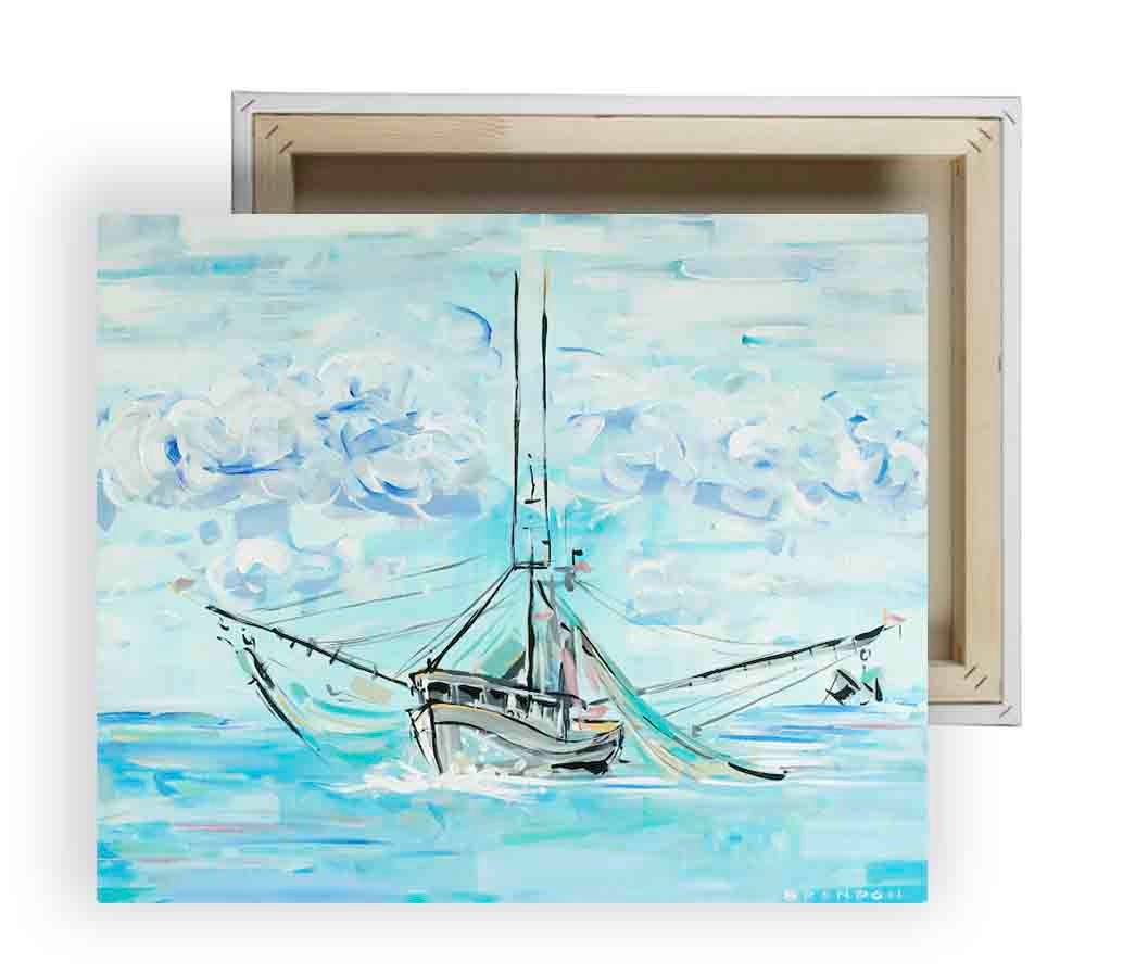 Shrimp Boat Original Painting - 20x24 Wrapped Canvas