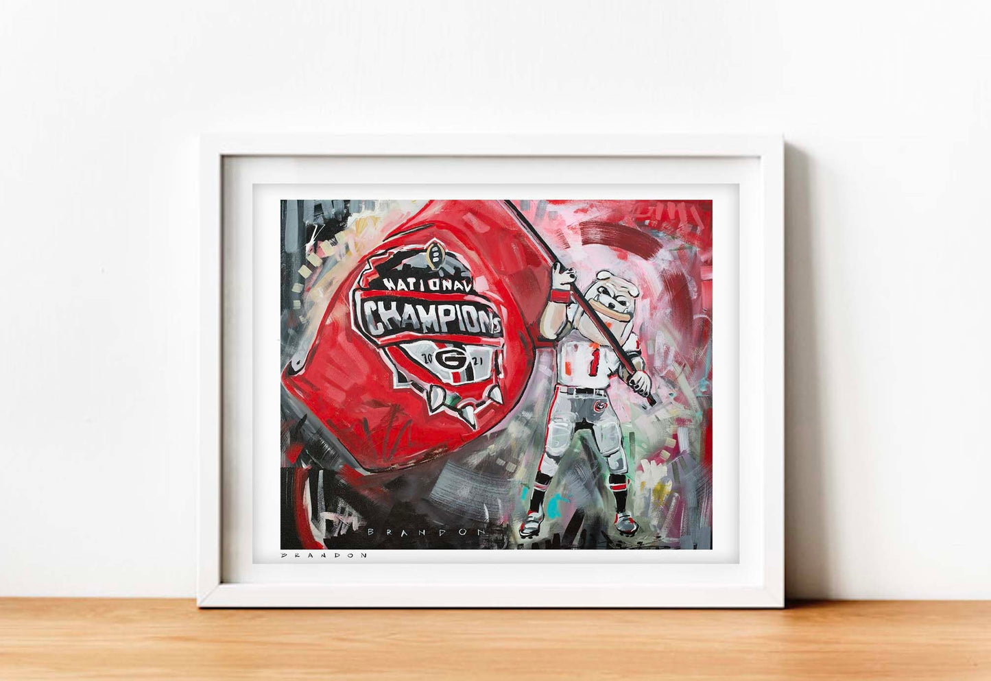 University of Georgia National Championship "Hairy with the Flag" Painting Print