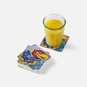 University of Kansas Jawyhawks National Championship 4-Pack Water-Resistant Glazed Coasters