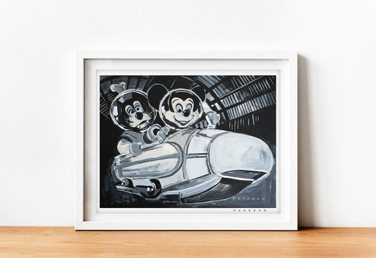 Space Mountain 1975 Vintage Opening Day Mickey Painting Print