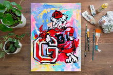 Load image into Gallery viewer, Georgia Bulldogs &quot;Vintage Leaning Uga&quot; | 12x16 Original Painting on Canvas Panel
