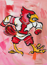 Load image into Gallery viewer, Louisville Cardinals &quot;Vintage Cardinal Bird&quot; | Original Painting on 12x16 Fredrix Canvas Panel
