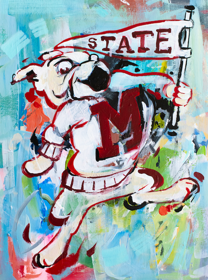 Mississippi State University Bulldogs "Vintage Bully" | Original Painting on 12x16 Fredrix Canvas Panel