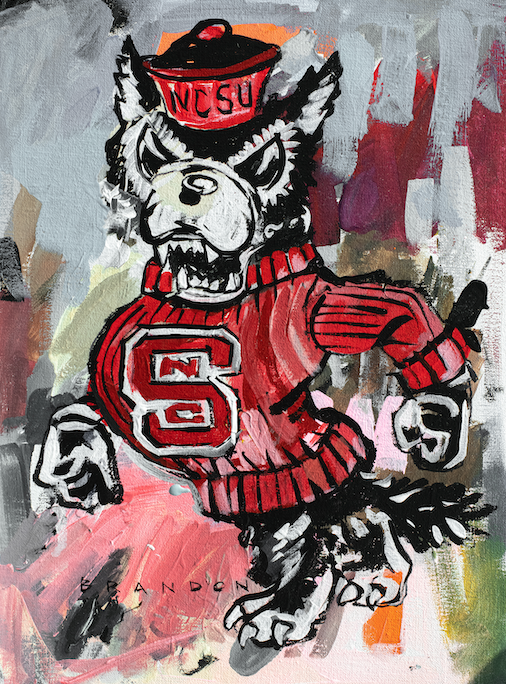 NC State University Vintage "Tuffy Marching" Painting | Original Acrylic Painting on 12x16 Premium Canvas Panel