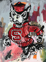 Load image into Gallery viewer, NC State University Vintage &quot;Tuffy Marching&quot; Painting | Original Acrylic Painting on 12x16 Premium Canvas Panel
