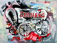 Load image into Gallery viewer, Oklahoma Sooners &quot;Boomer Sooner Wagon&quot; | Original Painting on 12x16 Fredrix Canvas Panel
