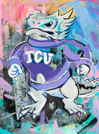 Texas Christian University "Throwback TCU Horned Frog" | Original Painting on 12x16 Fredrix Canvas Panel