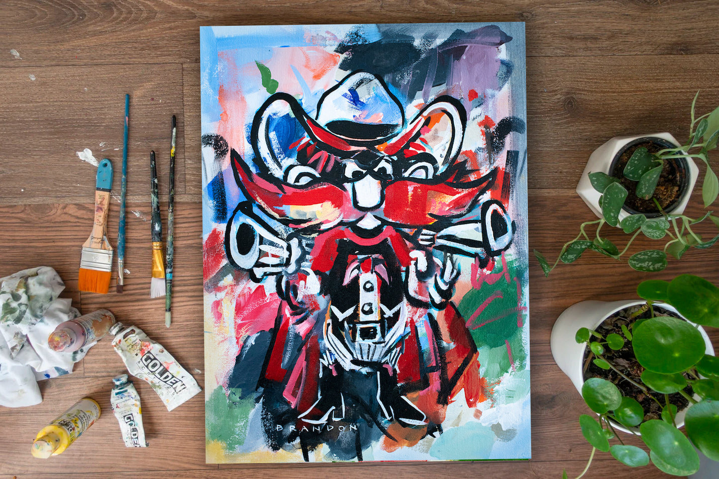 Texas Tech "Vintage Red Raider" | Original Painting on 12x16 Fredrix Canvas Panel